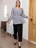 T-Shirt TOLEEN Günstige Ausverkaufspreis Outfits Mode Plaid Frauen Große Plus Größe Tops 2022 Frühling Langarm Oversize T-shirt Kleidung