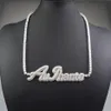 Anpassat namn Cursive Letter Tennis Chain Necklace for Women Micro Pave Pendant Solid Back Hip Hop Rock Street Jewelry235e