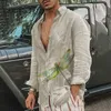 Мужские повседневные рубашки, мужские гавайские рубашки с принтом бабочек в стиле барокко, пляжная блузка с длинным рукавом, большие футболки на пуговицах, вечернее платье