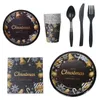 Disposable Dinnerware 68PCS Christmas Set Party Flatware For Holiday Tableware Pack