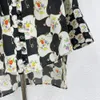Australisk designer klänning 24 vår/sommar ny siden tryckt långärmad halsduk krage skjorta minikjol