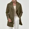 Trench da uomo Vintage di media lunghezza Casual per uomo Primavera Autunno Elegante giacca da uomo Colletto retrò Tinta unita Abbigliamento maschile