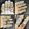 24pcs Lot Mix Designs Bague en pierres précieuses Exagérée Micro Pave Zircon Cristal 18K Réel Plaqué Or anneaux Wholer266U