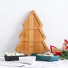 Тарелки, 2 шт., керамический поднос для рождественской елки, съемный поднос для закусок, печенья, вечерние, десертная посуда с бамбуковой подставкой