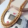 Filmdom ledande konstnär Mens kvinnors tunga tjocka robusta Rose Bengal Real 18K Solid Gold GF Cuban Link Chain Necklace 24 tum 10223x