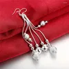 Kolczyki Dangle 925 srebrne srebrne gładkie matowe koraliki Drop for Woman Wedding zaręczyny Masna Biżuteria