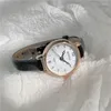 Relojes de pulsera Retro redondo de cuarzo esfera digital simple relojes de pulsera casuales correa de cuero reloj de moda reloj de pulsera impermeable para mujeres