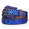 51% DE DESCUENTO Diseñador Nuevo Cinturón de mezclilla con diamantes de imitación de cabeza de calavera de cuero de PU estilo personalizado azul oscuro Punk Diamond