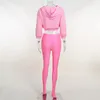 Suits Woman 2022 Autumn Hooded Zipup Top Stepping Foot Trousers Two Piece Set Fashion Streetwear Pink Black Female Outfits Tracksuit