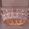 Fashion Luxury Circle Pink Crystal Queen Crowns Full Round Bridal Tiara For Wedding Party Women Rhinestone Hair Accessories X0625202K