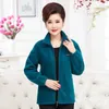 Women's Jackets Mom Outfit Spring And Autumn Stand Collar Tops Solid Color Zipper Splicing Pockets Loose Casual Warm Long Sleeves Coat