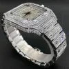 MISSFOX Ice Out Ultra mince étanche Hip Hop horloge livraison directe carré plein diamant hommes montres en argent