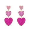 Stud Earrings Heart Dangle For Women Girls Pink Purple Red Drop Iridescence Love