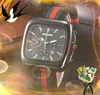 Grand cadran squelette concepteur automatique date hommes montres de luxe mode hommes tissu bracelet en cuir mouvement à quartz horloge classique montres montre de luxe cadeaux
