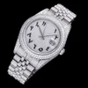 Diamant glace sur les hommes de luxe montre montres mécaniques automatiques montre en acier inoxydable