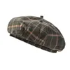 Berets British Retro Plaid Beret Hat Sboy Caps For Women Autumn Winter Gatsby Painters Hats Woolen Gorro Femenina Boina