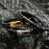 Charm Armbanden Mannen Natuurlijke Lavasteen Armband Handgemaakte Geweven Leer Roestvrij Staal Magnetische Gesp Armbanden Mannelijke Sieraden Gift