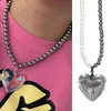 Chains Glass Love-shape Pendant Necklace Simple Niche Cold Wind Hip-hop Clavicle Chain