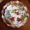 Plates European Style Redbird Christmas Cutlery Dinner Dishes Large Size Ceramic Plate Dinnerware Set Beauty Table Accessories