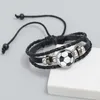 Bracelet en cuir pour hommes, bijoux Pop à la mode, perles personnalisées, Fans de football, cadeau commémoratif, Bracelet de sport, cadeaux pour hommes