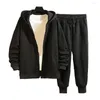 Men's Tracksuits Regular Fit Hooded Sweatpants Set Stylish Tracksuit Zipper Coat Elastic Waistcoat Drawstring For Spring