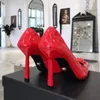 6009 neueste Mode Rosa Lackleder-Schuhe mit hohen Absätzen spitze dekorative Pumps Kleid-Dinner-Schuhe Luxus-Designer-Sandalen Schuhe mit hohen Absätzen