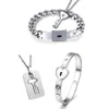 Charm Bracelets Titanium Puzzle Couple Heart Lock Key Bracelet Necklace Lover Jewelry Set200Q