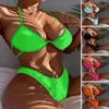 Damskie stroje kąpielowe 2PCS/Set Kobiety bikini z drutem bez klatki piersiowej stały kolor push up dwusiemiczny seksowny strój kąpielowy do aktywności wody