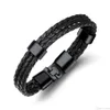 The cheapest Multi-layer Genuine PU Leather Men Bracelet Creative Titanium Steel Leather Bracelet Stainless Steel Charm Bang248W