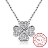 체인 Real 925 Sterling Silver Jewelry Love Clover Necklaces Pendants Rhinestones Fashion Choker Maxi Necklace Women Collar279Q