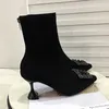 Mode cristal femmes chaussures bottines Chelsea nouveau hiver daim bout pointu pompes bottes robe de soirée Femme chaussures neige Botas