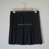 ドレス日本の学校のユニフォームスーツセットアーモンド /ベージュカーディガンセーター +ソリッドホワイト長袖シャツ +純粋な黒いプリーツスカート