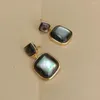 Stud Earrings YYGEM 13mm-17mm Natural Black Sea Shell Square Shape Drop Earring Unique Lady Jewelry