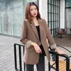 Damenanzüge über Kleidung Colorblock Schwarz Damenmäntel und Jacken Jacke Kleid Blazer Lose Oberbekleidung Langer Wintertrend 2023 Sale