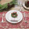 Toalha de mesa toalha de natal para decoração de linho branco e acessórios banquete decorativo casamento vermelho