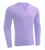 Mäns T-skjortor Sports T-shirt Män 2023 Spring och Autumn Fashion Versatile Solid Elastic Long Sleeve V-Neck Pullover Losk Tops of Man