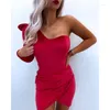 Casual Dresses 2024 Spring Summer Women's Clothing Solid Color Sexy One-Shoulder Velvet Dress