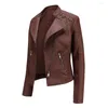 Women's Suits Women Leather Jacket Slim Fit Thin Style Spring Autumn Outerwear Short Motorcycle