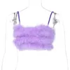 Débardeurs pour femmes Spaghetti Strap Fluffy Mini Crop Top Fashion Vest Clubwear Tube en peluche sans manches Couleur unie Camisole Tank Sortir