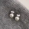 Studörhängen S925 Sterling Silver Simple Round Pearl Wedding Party Anniversary Ladies Girls Jewel Gift