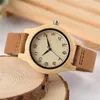 Montres-bracelets Vintage Bois Montre Casual Slim Bracelet En Cuir Véritable Femmes Robe Arabe Chiffre Cadran Quartz Montre-Bracelet Relogio Feminino