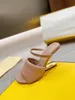 designer slipper Suede womens slippers Thin heels 100% leather fashion Slides woman shoe beach Lazy Sandals sexy Metal heel High heeled shoes Large size 35-42 With box