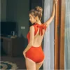 Mulheres Swimwear Feminino Uma Peça Ternos de Banho 2023 Verão Biquíni Sexy Backless Beleza Back Slim Primavera Conservador Natação Maiôs