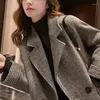 Ternos femininos blazer 2023 outono inverno estilo coreano de lã solta roupas casuais casaco tweed terno roupas femininas outerwear casacos