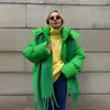 Kvinnors dike rockar gul grön ner bomullsjacka kvinnor huva parkor 2023 vinter vadderad kappa tjock varm lös puffer kvinnlig snö outwear