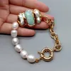 Y.ing Natural Cultured White Rice Pearl ite Biwa Pearl Chain Armband 8 "Vintage Style for Women 231229