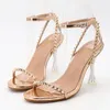 Sandaler Roman High Heels Stor storlek 2023 Summer Clear Shoes Cross-Shoes Open Toe Suit Female Beige Gladiator High-Heeled Big Pee