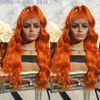 Peruker hög temperaturfiber 360 spets orange hår peruker lång naturlig kroppsvåg blond/vit/röd syntetisk spets front peruk för kvinnor afrika