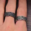 Anello triangolare vichingo vintage nero / acciaio per uomo donna Nordic 14K oro bianco Odin Valknut Anelli regalo gioielli amuleto