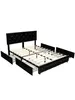 Furniture Costway Upholstered Platform Bed w/ 4 Drawers PU Leather Button Tufted Headboard